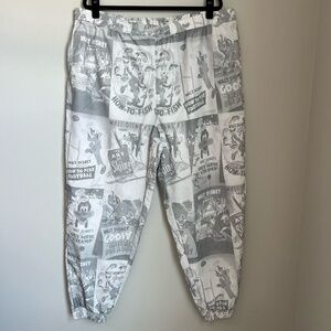 Disney Mickey Mouse Track Pants Gray White 2022 Exclusive Goofy Lined Pocket XXL